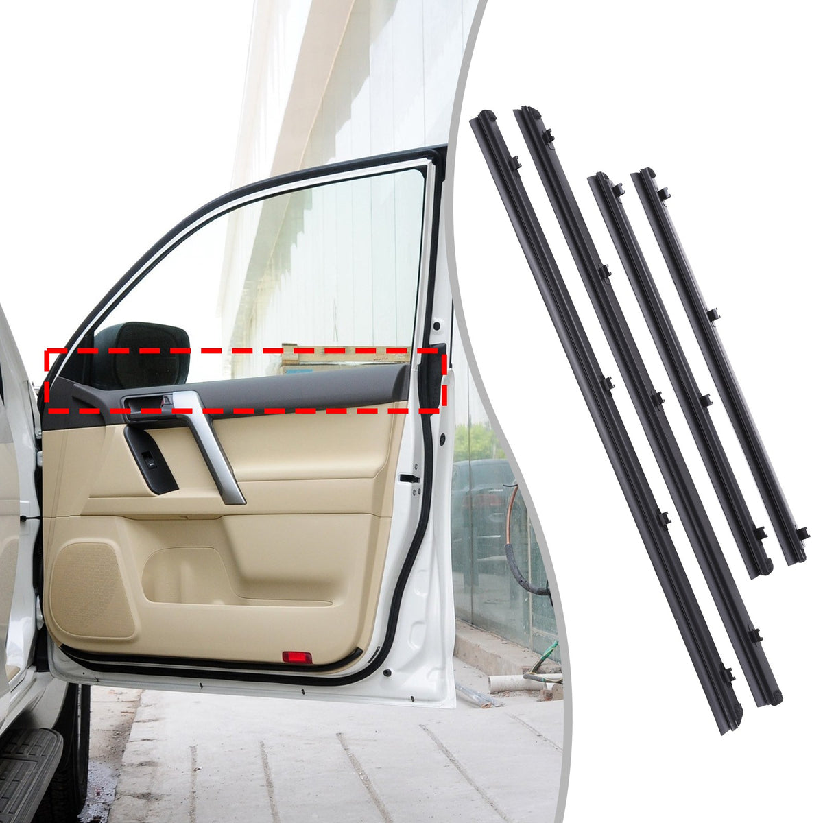 Replacement Rubber Window Inner Seal Strip For Toyota Prado LC150 2010-2020 10