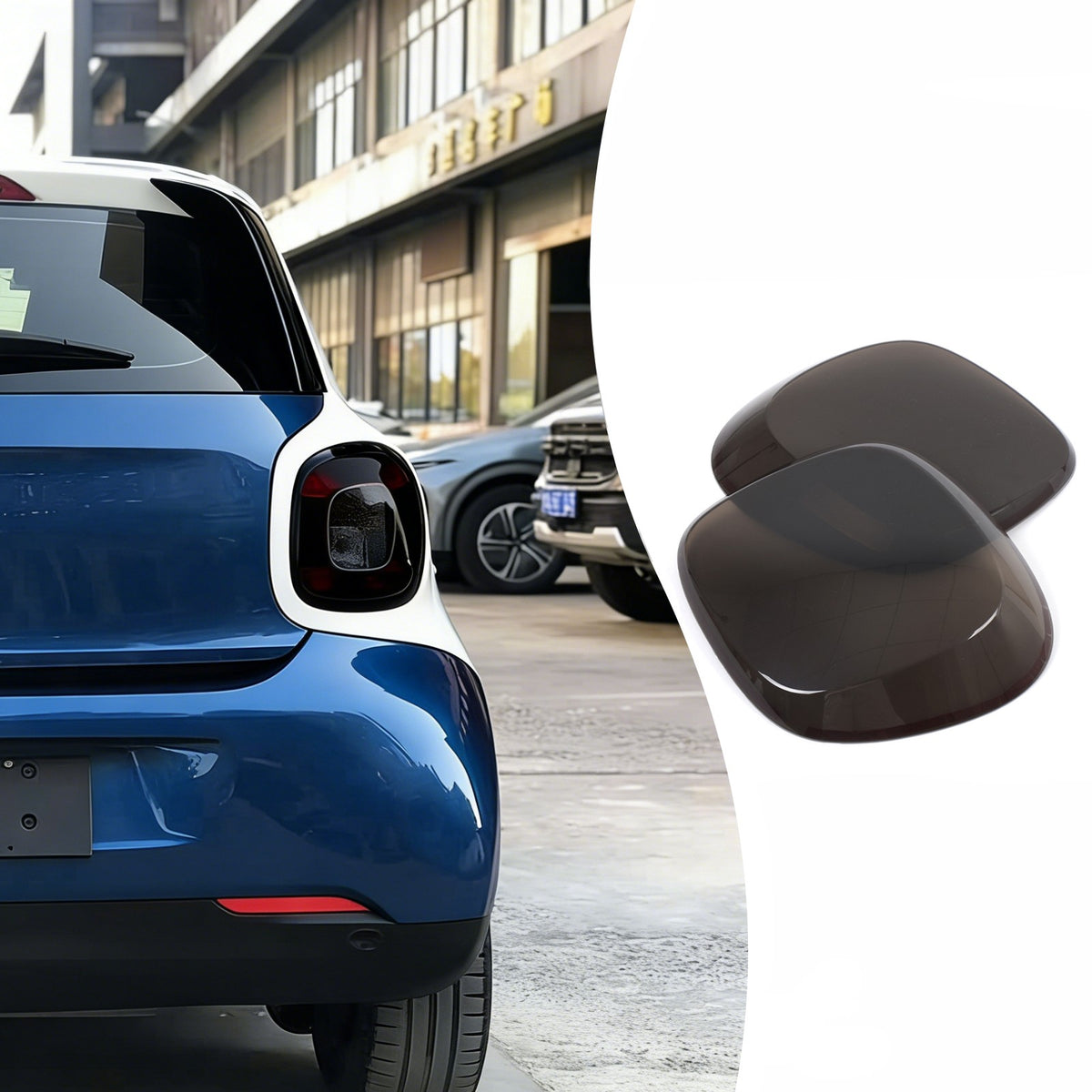 Smoked Black ABS Tail Light Smoke Housing Cover Trim For Benz Smart Fortwo 16-19 7