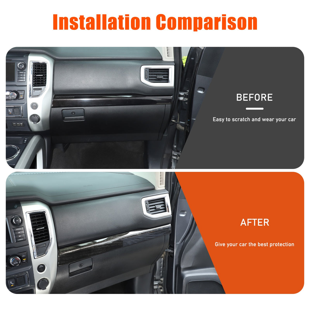 Black Wood Grain ABS Glove Box Upper Trim For Nissan Titan 2016-2023 US 22