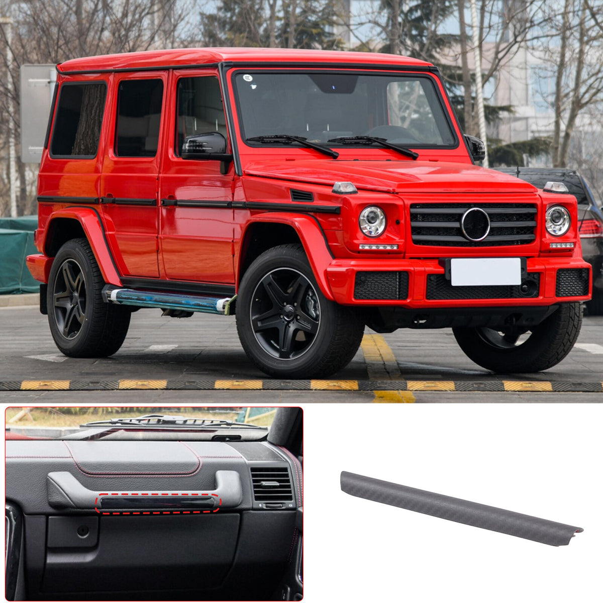 Matte Carbon Fiber Co-pilot Handle Panel Cover For Benz G-Class W463 G500 07-18 12