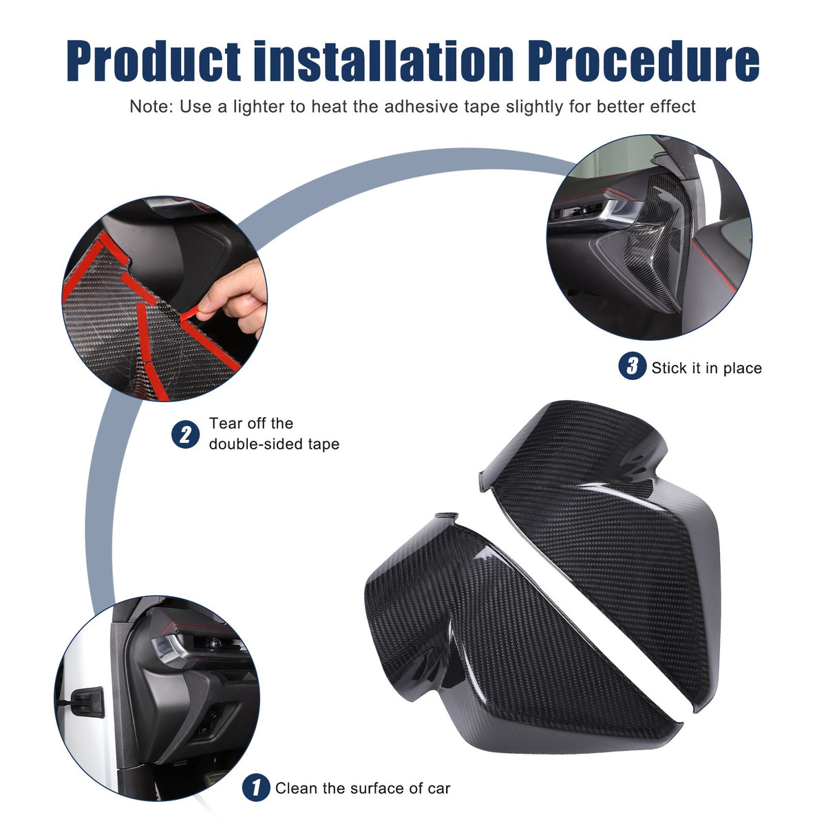 Real Carbon Fiber Interior Door Pillar Trim Cover For Corvette C8 2020+ 3