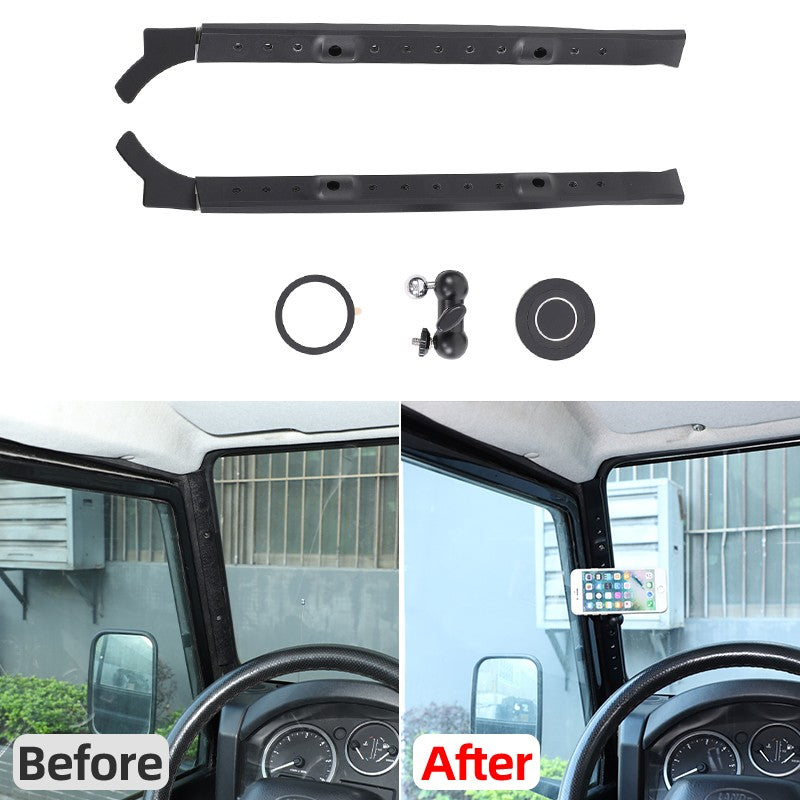 Black Magnetic A-Pillar Mount Bracket For Land Rover Defender L316 2004-2018 3