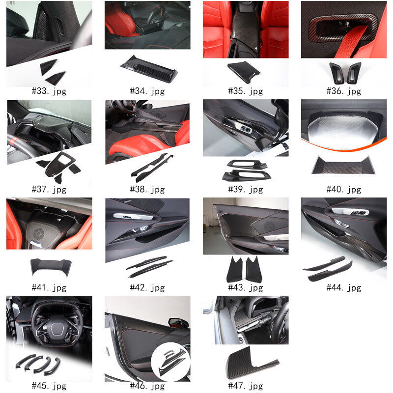 Carbon Fiber ABS Interior Decoration Cover Trim Kit For Corvette C8 2020-2025 - Styles 1-5 4