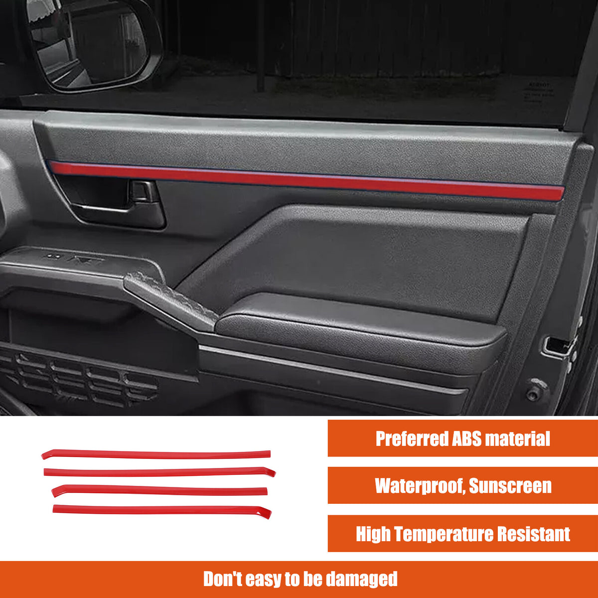 Sports Red ABS Interior Door Panel Trim Cover For Toyota Tacoma 2024+ US 16