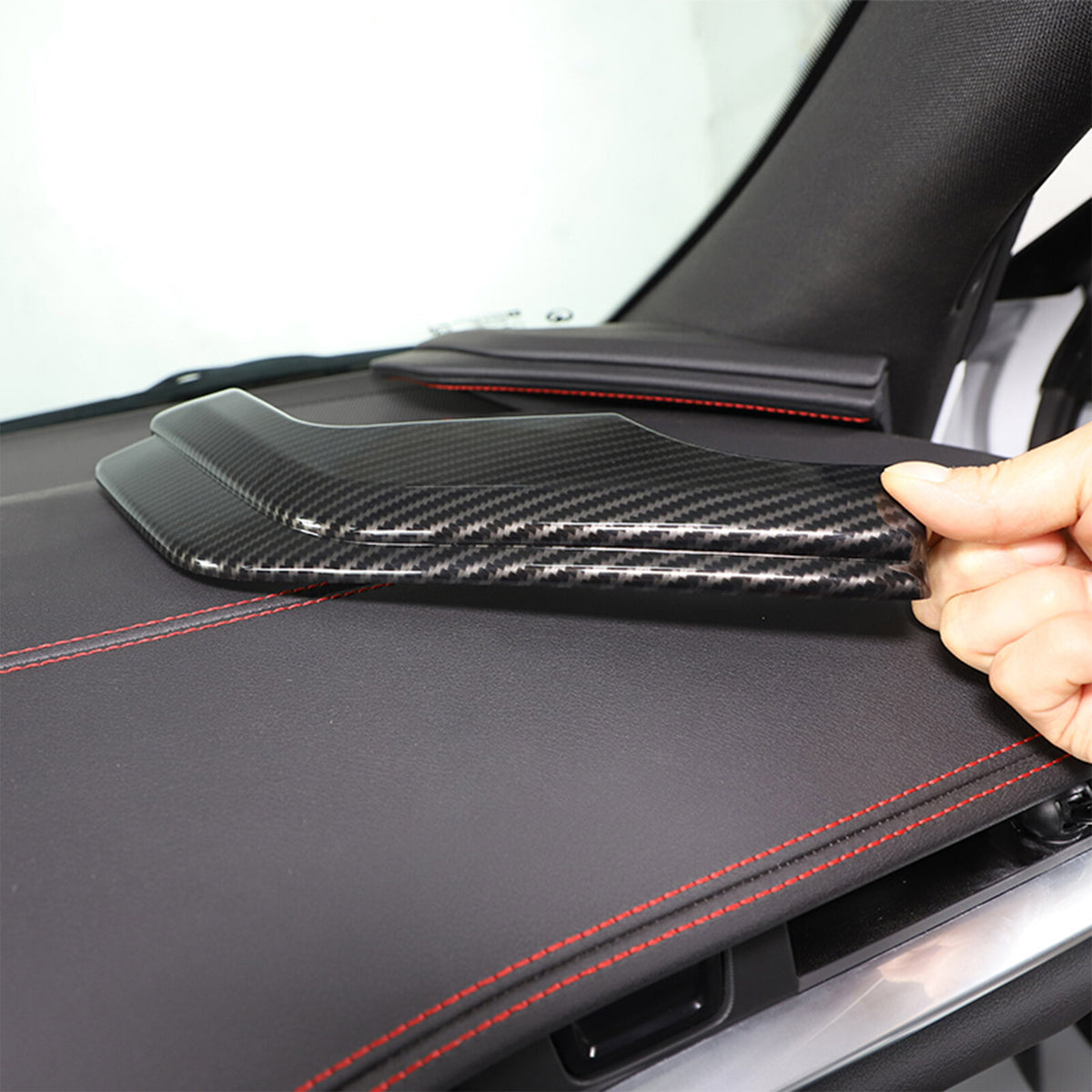Carbon Fiber ABS Interior Dashboard Side Panel Cover Trim For Corvette C8 20-25 1