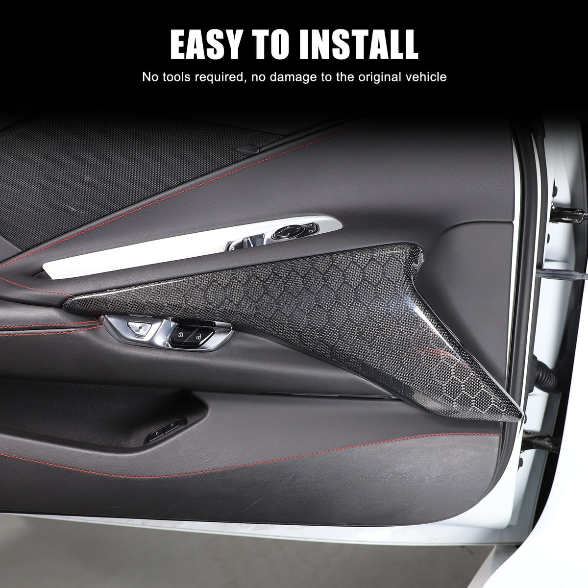 Real Honeycomb Carbon Fiber Interior Door Panel Cover Trim For Corvette C8 20-26 15