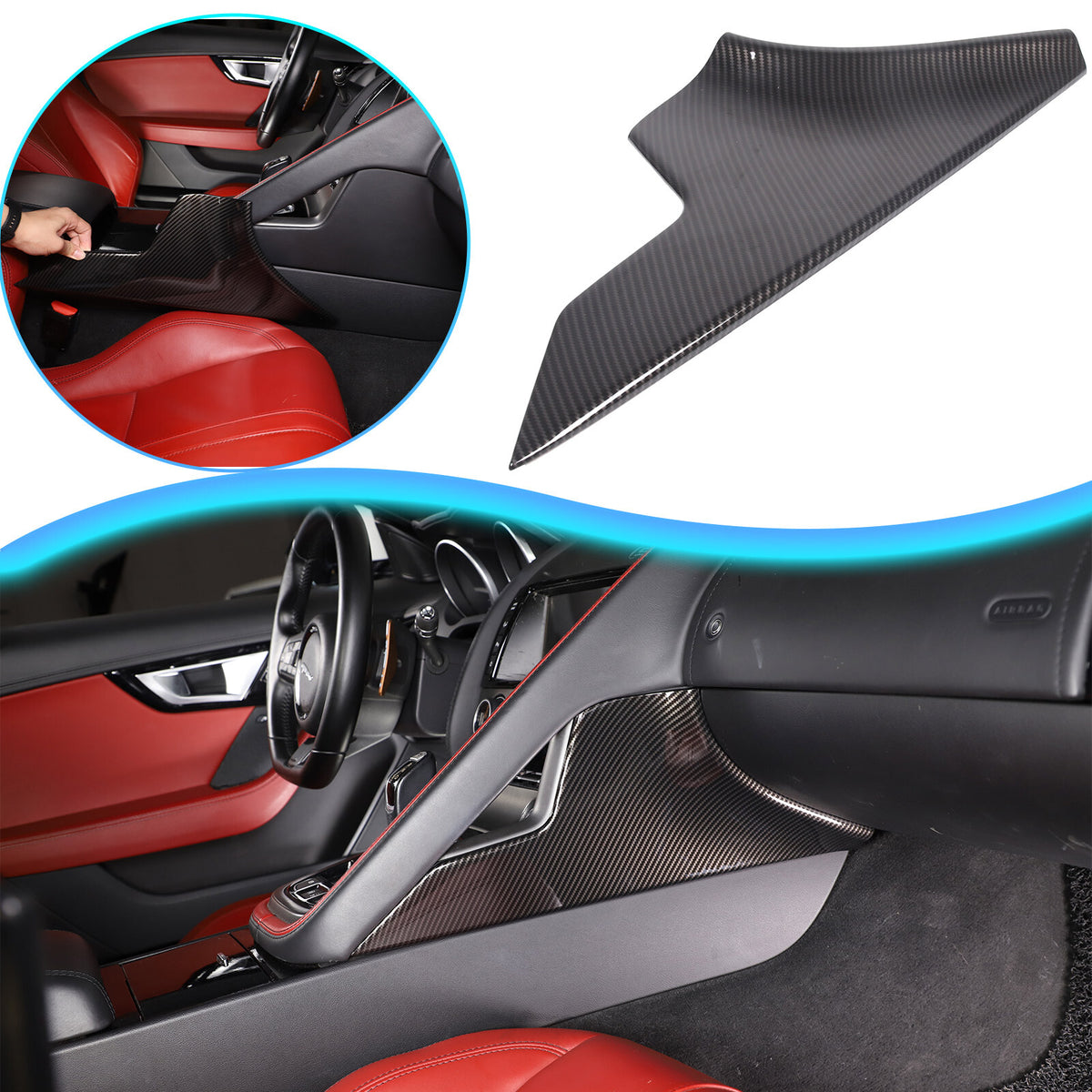ABS Carbon Fiber Console Passenger side trim Cover Fits Jaguar F-type 2013-2024 1