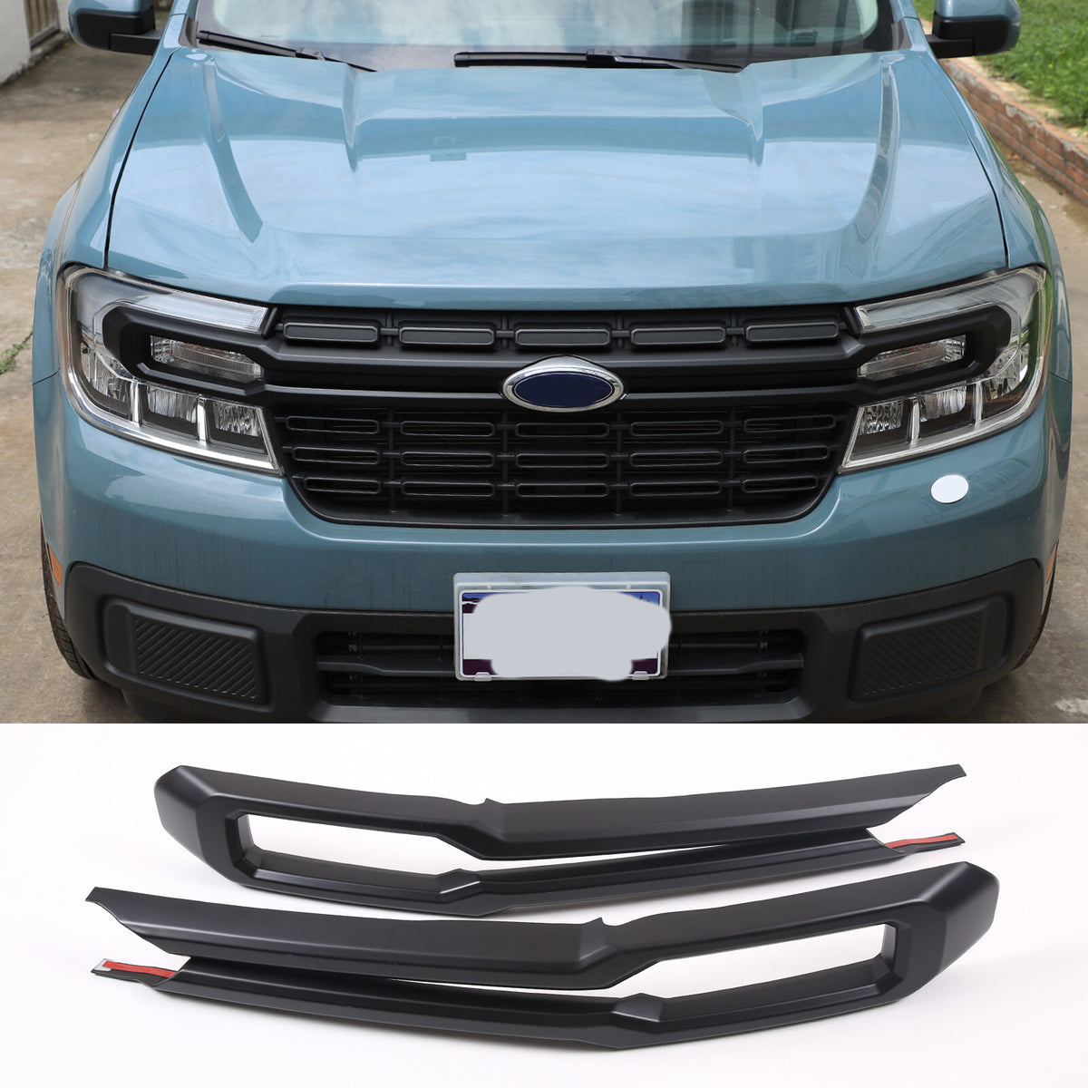 Matte Black Front Bumper Protect Grille Cover Trim For Ford Maverick 2022-24 US 2