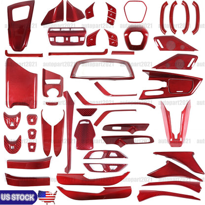 Red Real Carbon Fiber Interior Full Decor Cover Trim Kit for Corvette C8 2020-25 - Variants 26-30 1