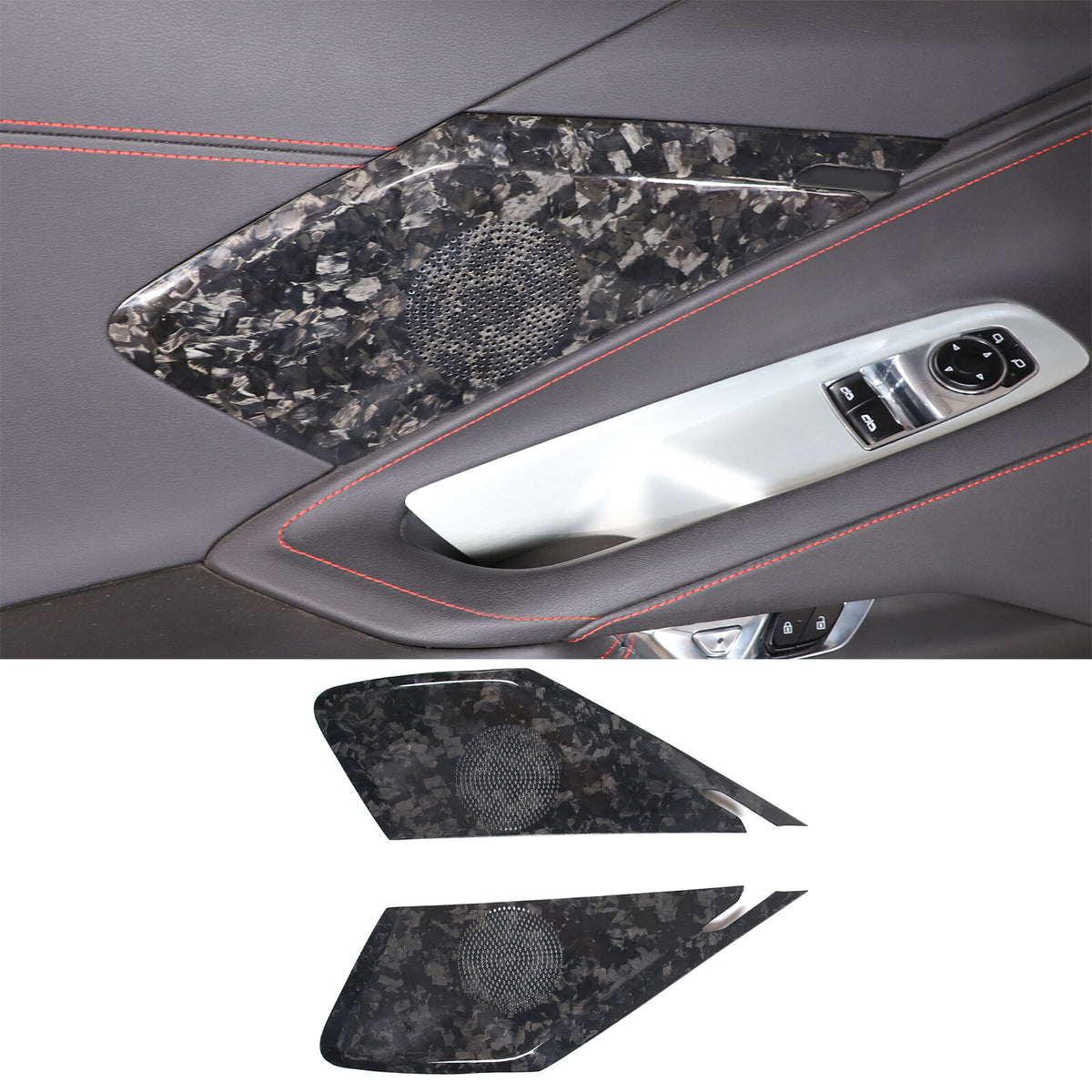 Forged Carbon Fiber Interior Door Speaker Cover For Corvette C8 Z51 Z06 1LT 20+ 3