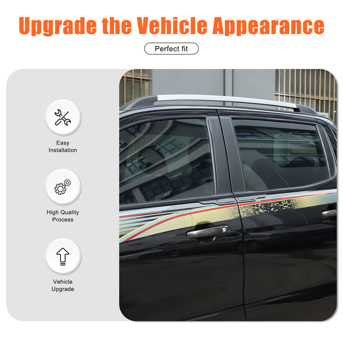 Black Car Window Bottom Strip Cover Trim For Ford Ranger 2015-2021 23