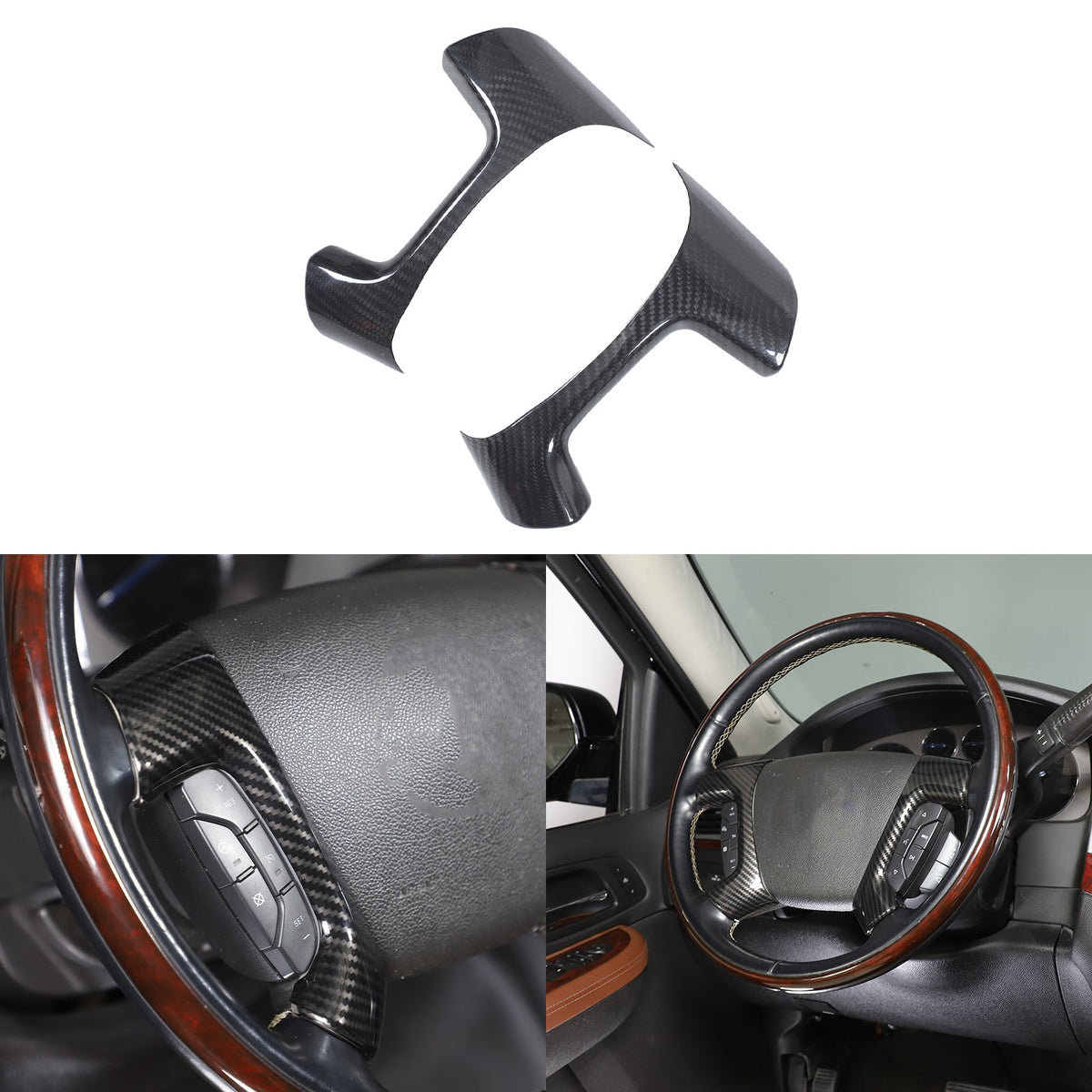 Real Dry Carbon Fiber Steering Wheel Side Button Trim For Hummer H2 2003-2007 22