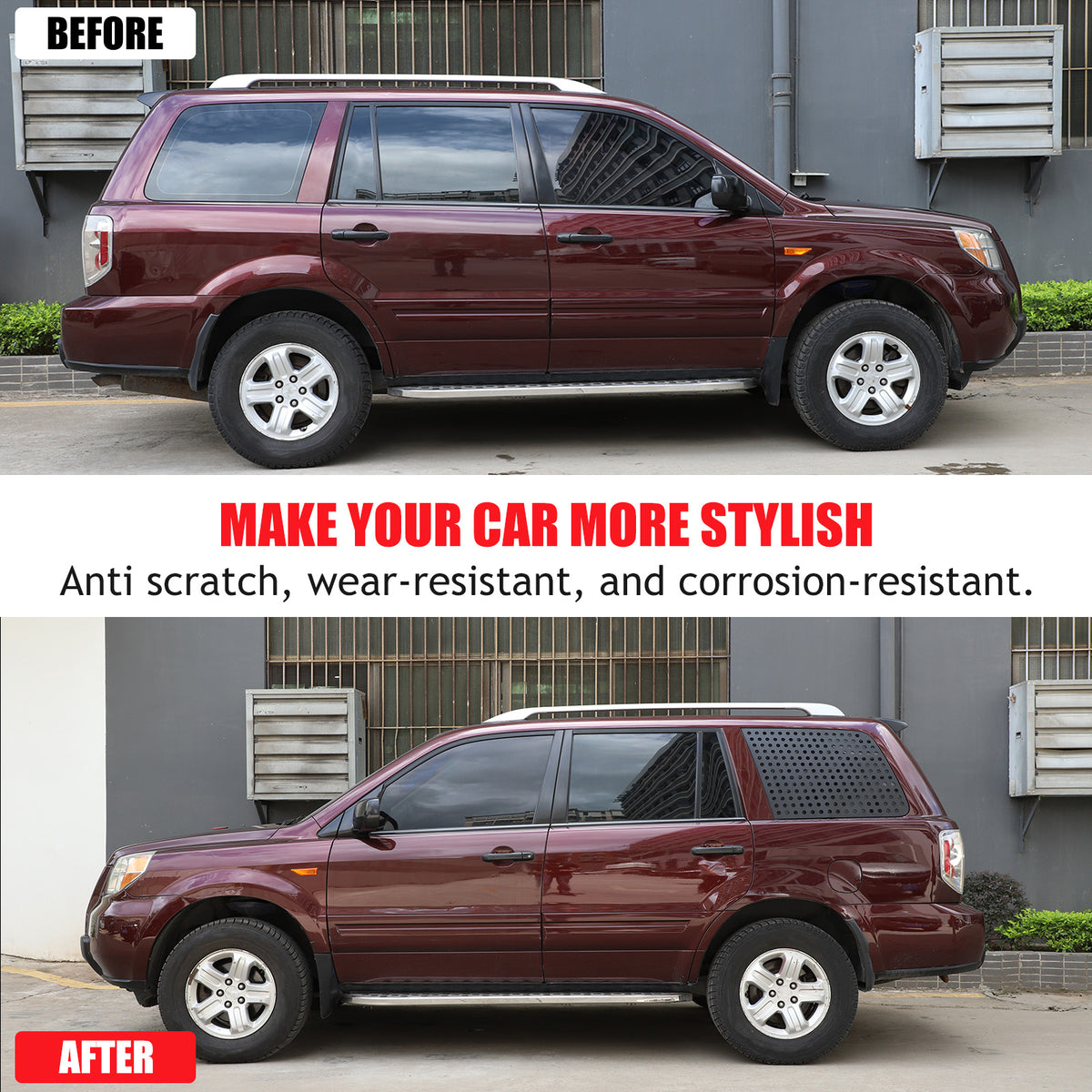 Exterior Rear Quarter Door Window Pillar Cover Trim For Honda Pilot 2003-2008 23