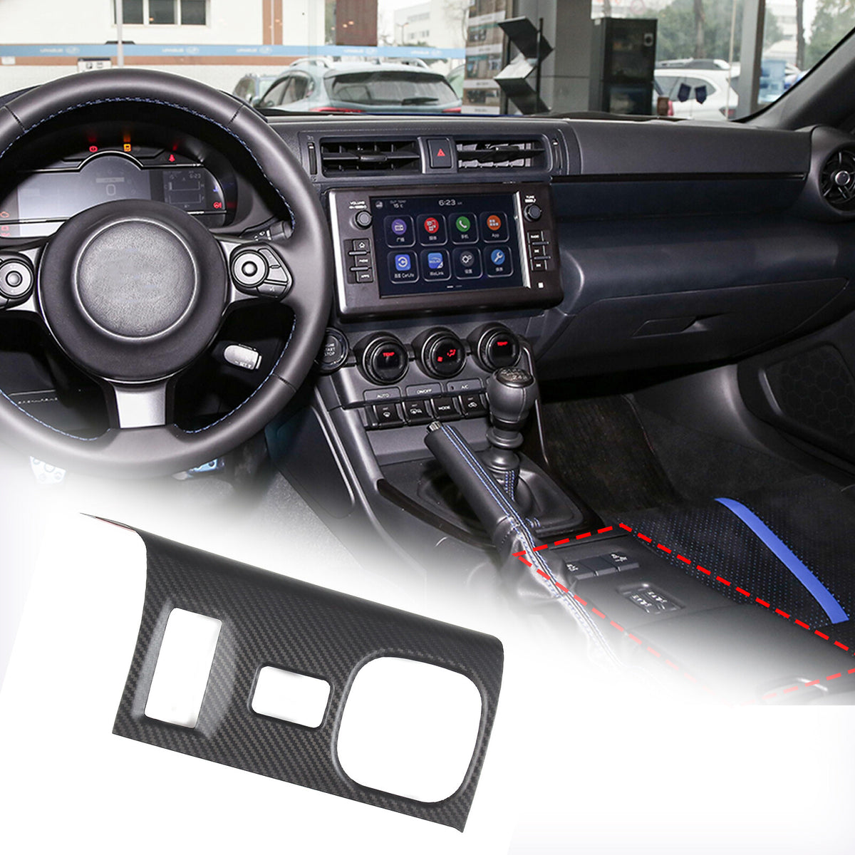 Matte Carbon Fiber Automatic Seat Heat Switch Panel Cover Trim for GR86/BRZ 22+ 3