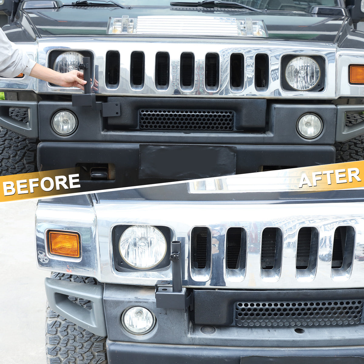 Front Bumper Flagpole Holder Antenna Mount Bracket For Hummer H2 2003-2009 14