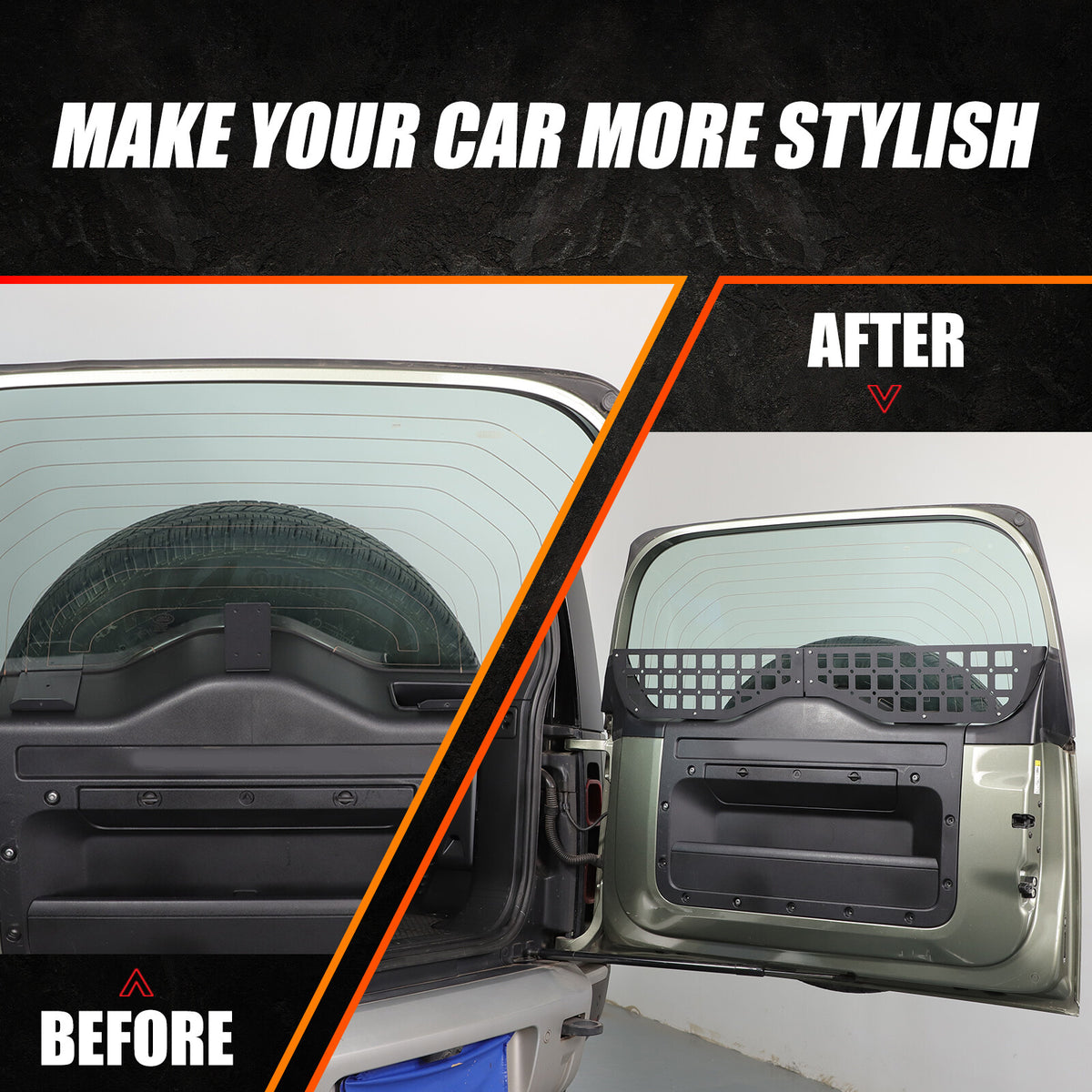 Alloy Tailgate Window Storage Fence Molle Panel Rack For LR Defender L663 2020+ 12