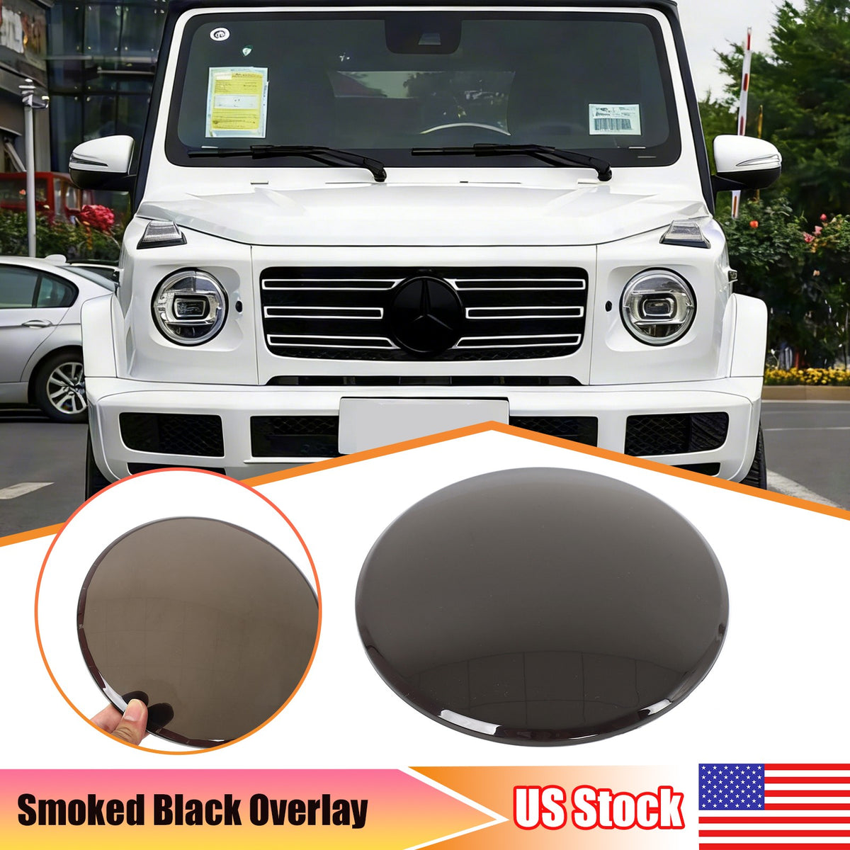 Smoked Black ABS Front Logo Badge Cover Trim For Benz W463 G550 G63 2019+ US 1