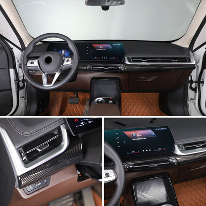 ABS Carbon fiber Interior Dashboard Cover Strip Trim Cover For BMW X1 2023-2025 7