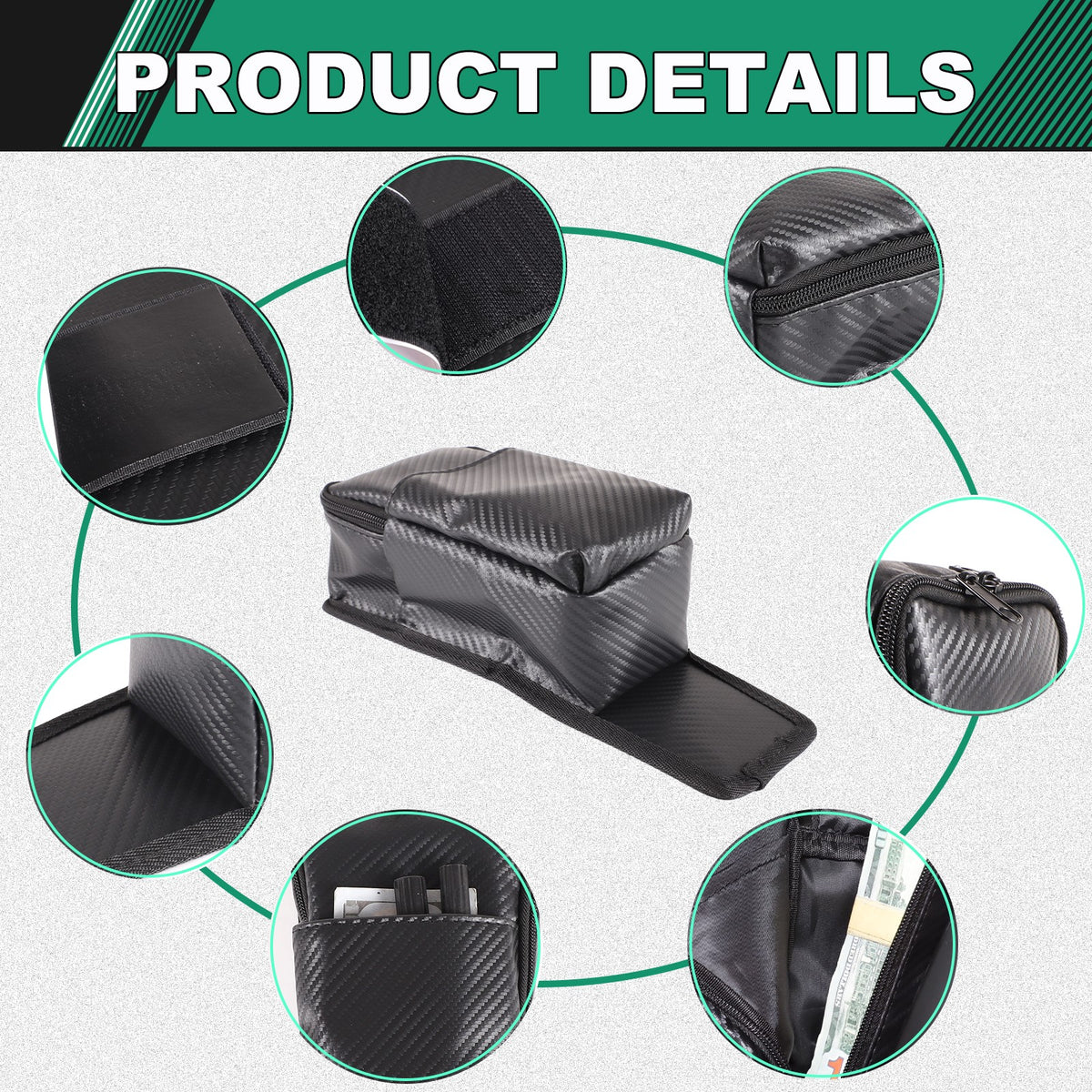Carbon Fiber Pattern Rear Seat Center Storage Bag For Corvette C8 2020+ 12