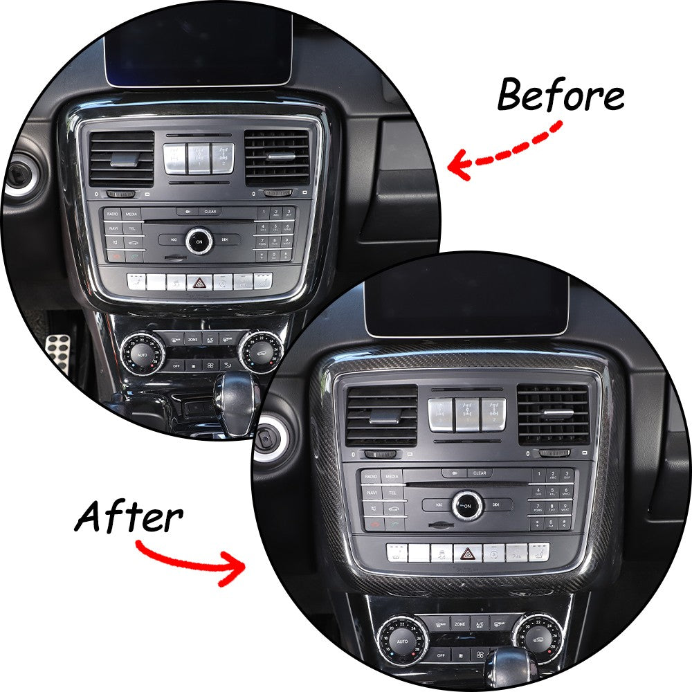 Real Carbon Fiber Center CD Panel Decorative Frame For Benz G-Class 2012-2018 6