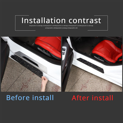 Forged Carbon Fiber Door Plate Sill Scuff Cover Trim For C8 Corvette 2020-26 6
