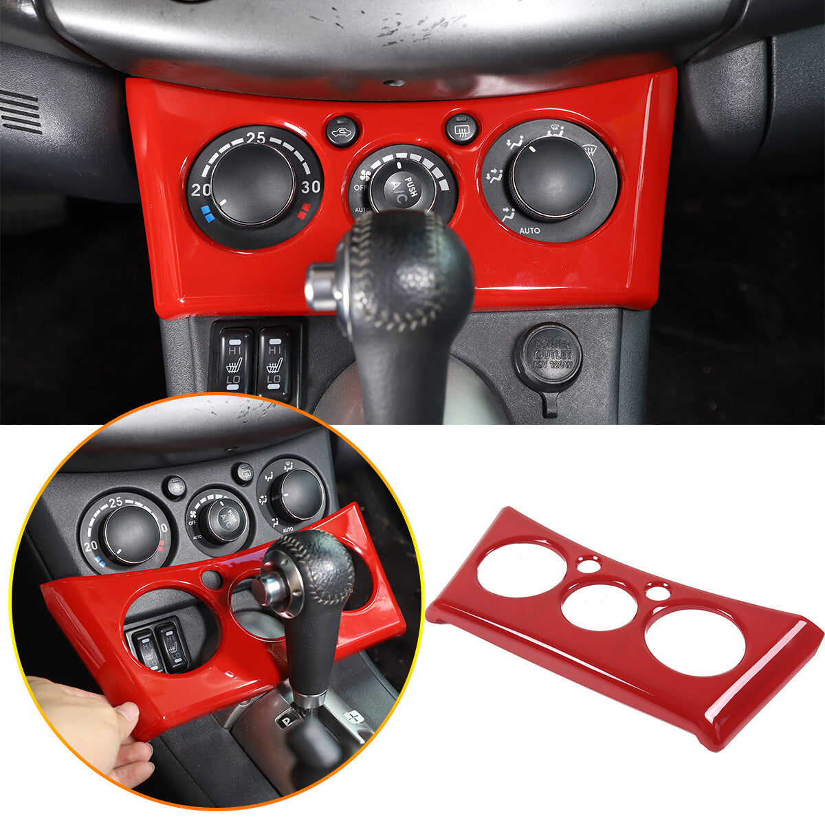 Red ABS Instrument AC Switch & CD Panel Cover Set For Mitsubishi ECLIPSE 2006-11 3