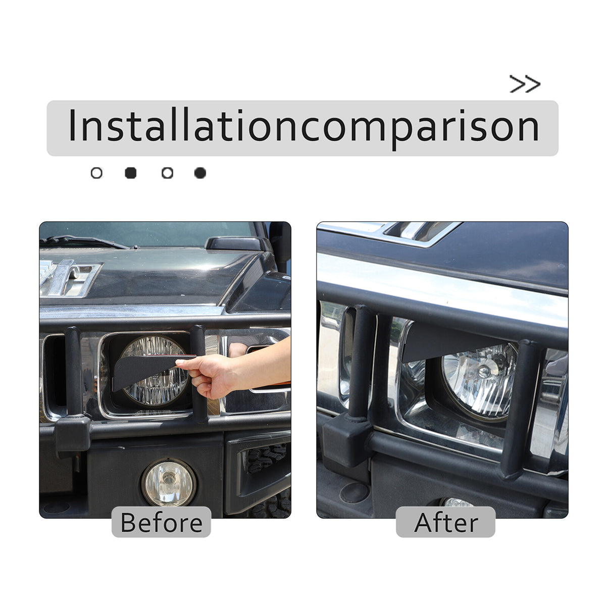 Carbon Steel Angry Eyes Headlight angle Panel Trim For Hummer H2 2003-09 11