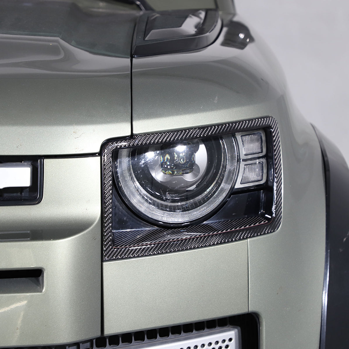 Carbon fiber Front headlight lamp cover Trim For Land Rover Defender 90 110 20+ 4