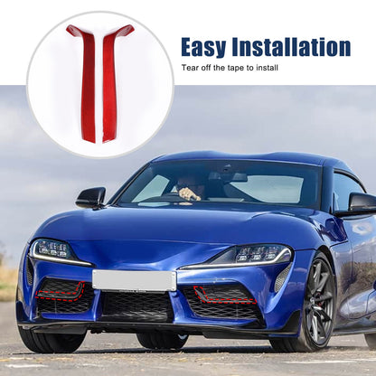 Red Real Carbon Fiber Front Bumper Side Grill Trim For Toyota Supra A90 19+ 17