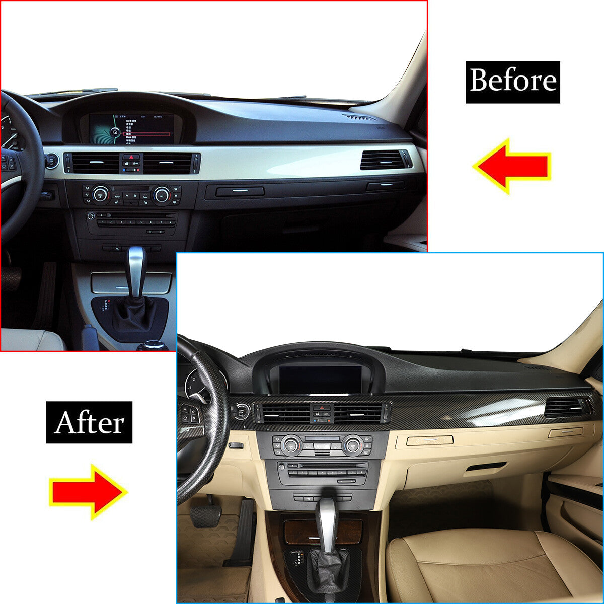 Carbon Fiber ABS Interior Decoration Cover Trim Kit For BMW 3 Series E90 2005-12 - Variants 11-15 14