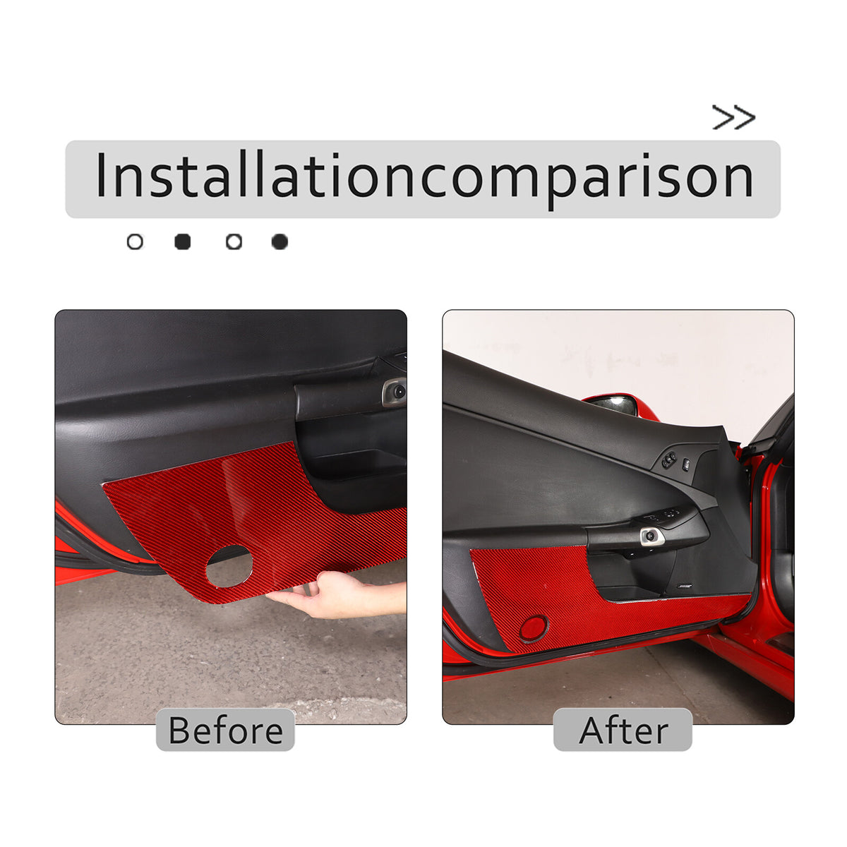 Red Carbon Fiber Door Bottom Anti-Kick Anti-Scratch Cover For Corvette C6 05-13 5