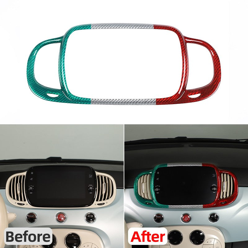 Tri-Color Real Carbon Fiber Dashboard Air Vent Trim For Fiat 500 312 2016+ 24