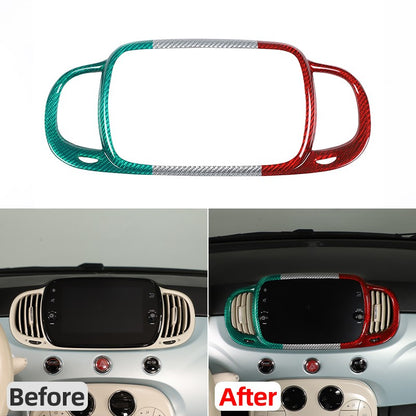 Tri-Color Real Carbon Fiber Dashboard Air Vent Trim For Fiat 500 312 2016+ 24