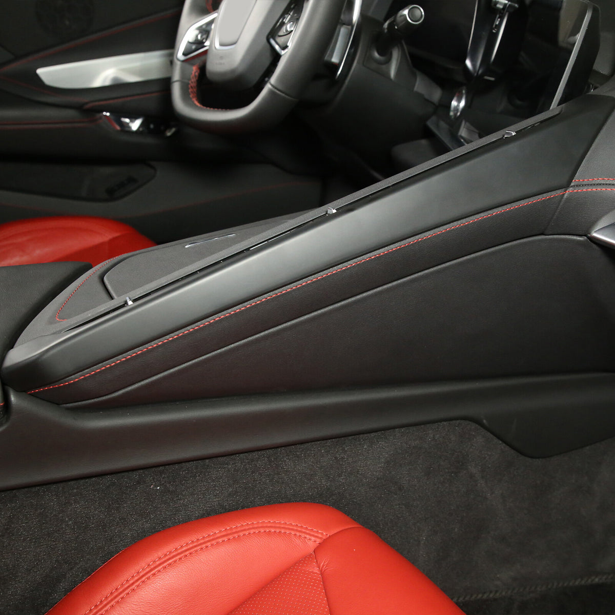 Matte black Center Console Gear Shift Panel Cover Trim Set For Corvette C8 20-25 11