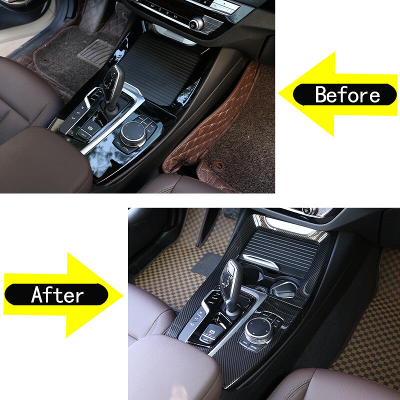 For BMW X3 G01 X4 G02 18-2021 ABS Carbon Interior Console Gear Shift Panel Trim 7