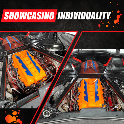 Orange Engine Bay Panel Cover Trim in Edge Blue For Corvette Coupe C8 2020-2026 20