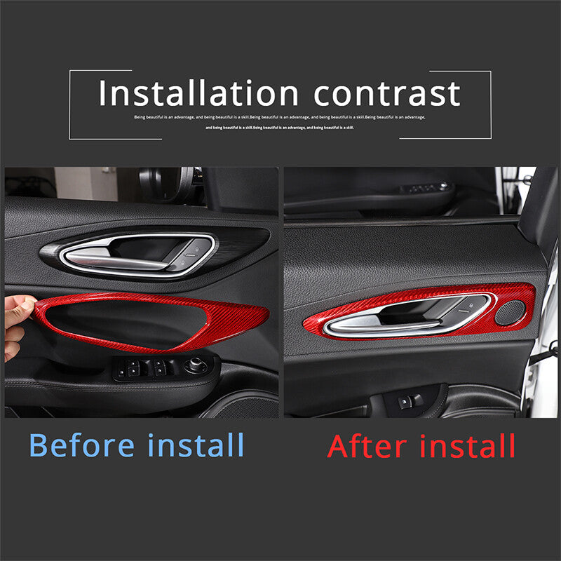 Red Carbon Fiber Style Inner Door Handle Frame Trim For Alfa Romeo Giulia 17-19 10