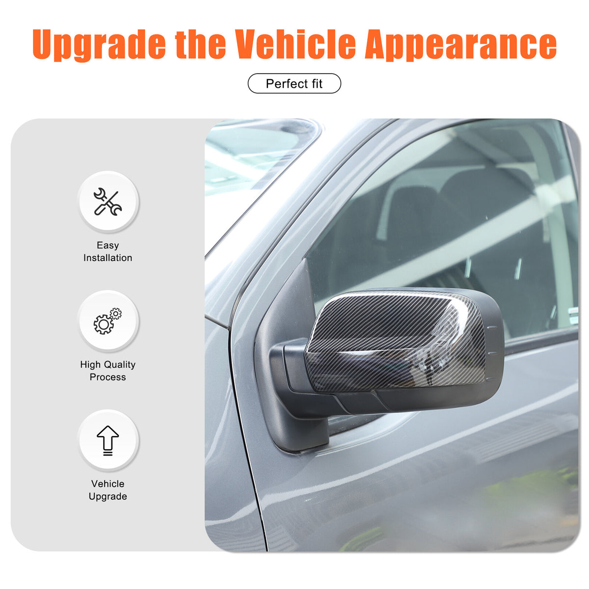 Carbon Fiber ABS Exterior Rearview Mirror Cover Trim For Nissan Titan 2016-2023 14