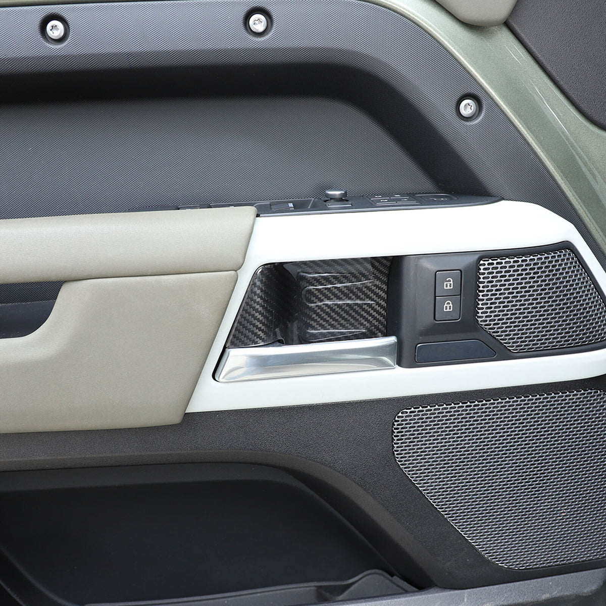 Real Carbon fiber Inner Door Handle Bowl Cover Trim For LR Defender 110 2020-24 10