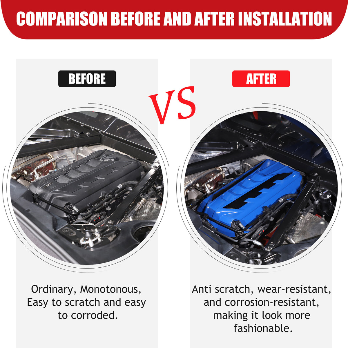 Blue Engine Bay Panel Cover Trim in Edge Black For Corvette C8 2020-26 9