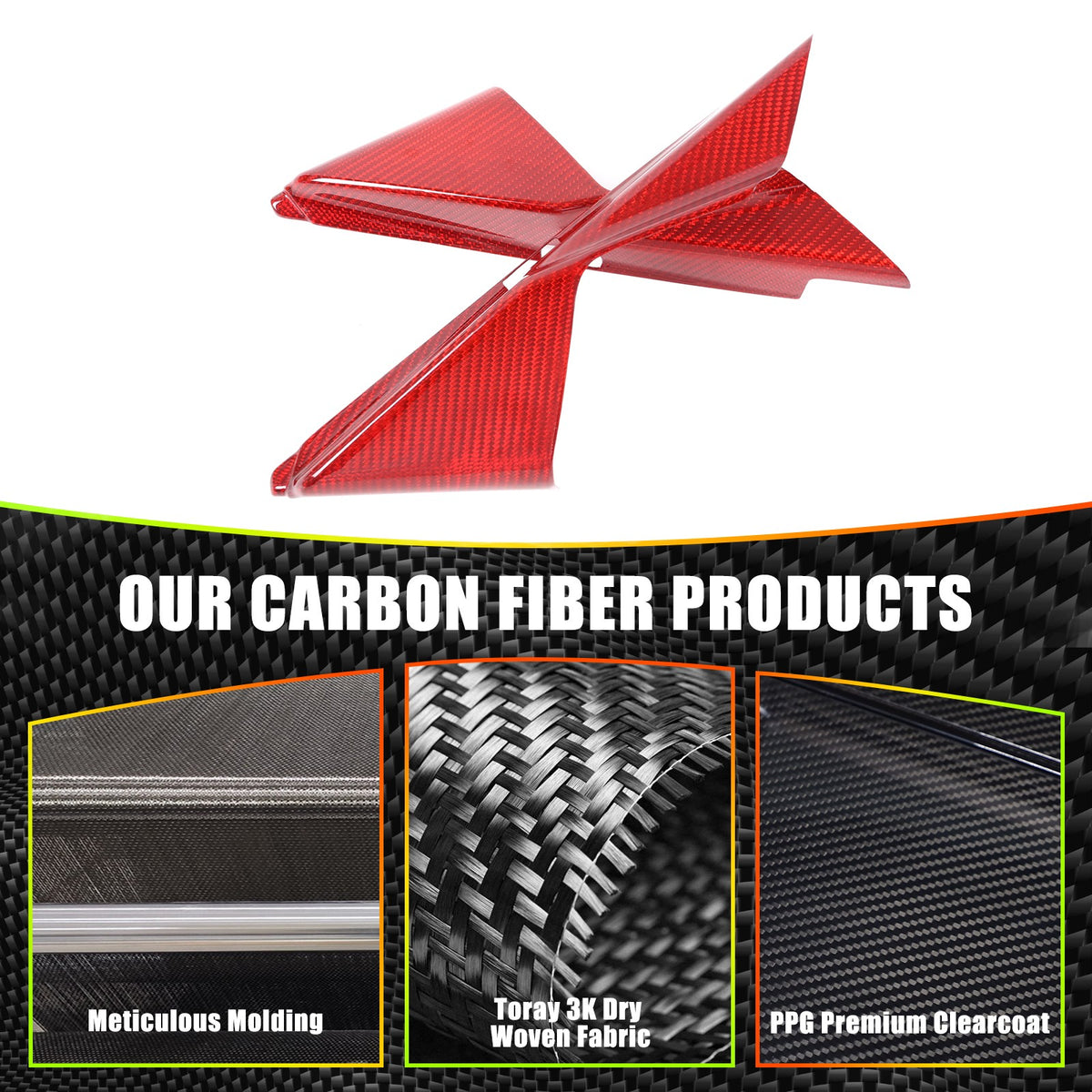 Red Real Carbon Fiber Inner A-Pillar Sticker Trim For Nissan 370Z Z34 2009-2020 3