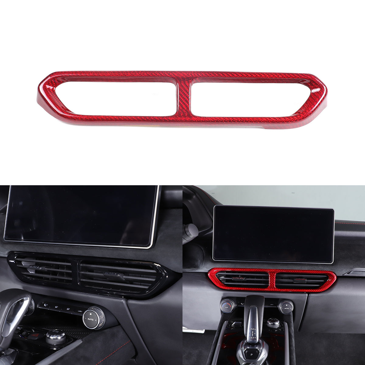 Red Real Carbon Fiber Center Console Air Vent Panel Trim For Lotus EMIRA 2021-25 10