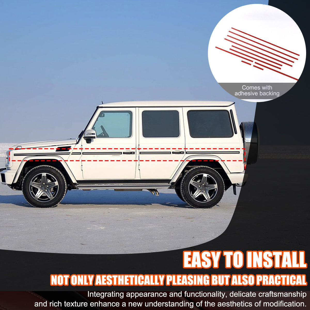 Red Cabon Body Side Door Moulding Sticker For Benz G Class W463 G500/55/63 07-18 12