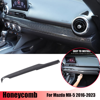 Honeycomb Carbon Fiber Interior Console Panel Trim For Mazda MX-5 Miata 2016-23 1
