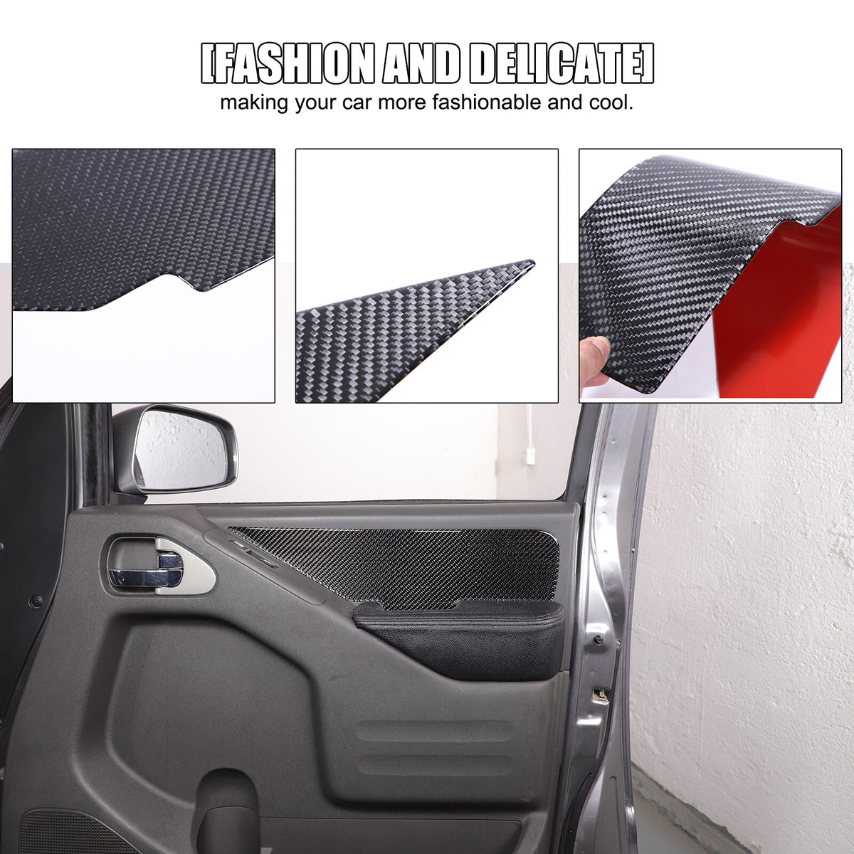 Carbon Fiber Door Armrest Side Panel Trim Sticker For Nissan Frontier 2005-2021 6