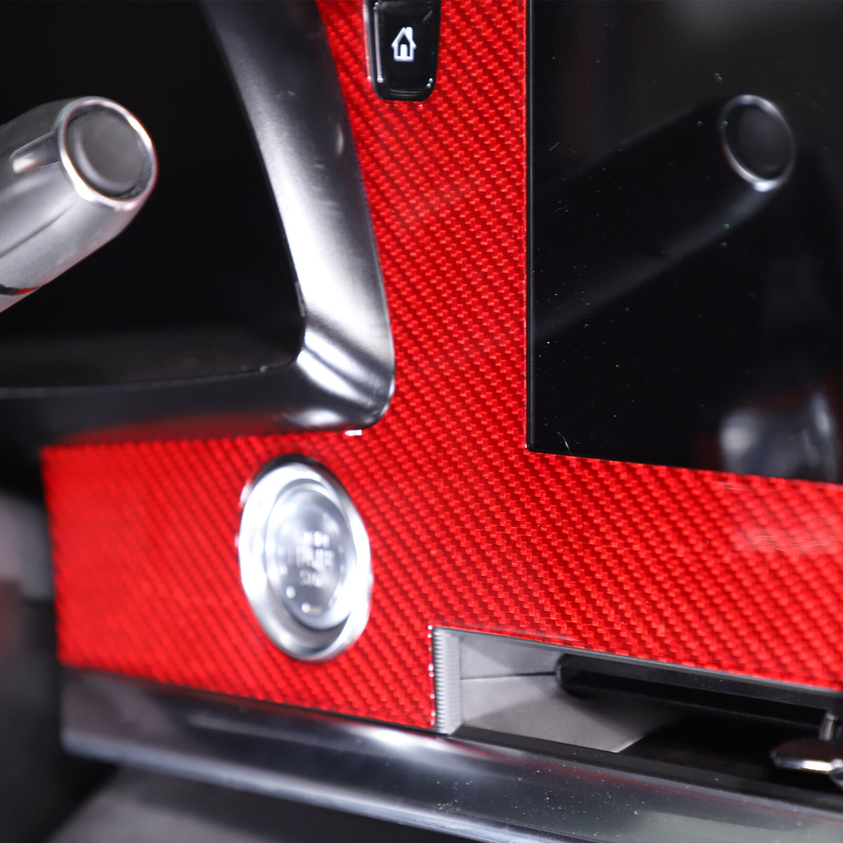 Red Real Carbon Fiber Dashboard Navigation Display Srceen Trim For Corvette C8 15
