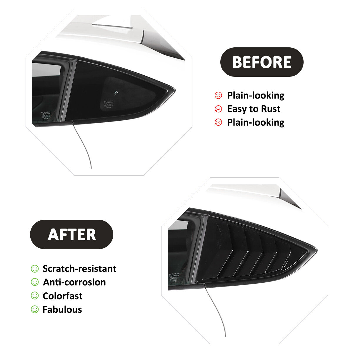 Black Rear Window Louvers Shutters Cover Trim For Toyota 86/Subaru BRZ 2022 7