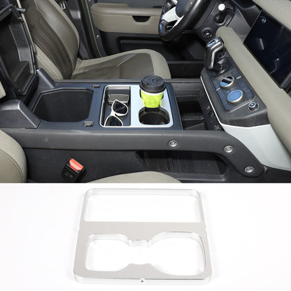 Silver Aluminum Cup Holder Elevation Pad Trim For LR Defender L663 2020-2021 5