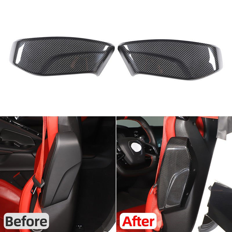 Real Dry Carbon Fiber Seat Side Cover Trim For Corvette C8 2020+ 24