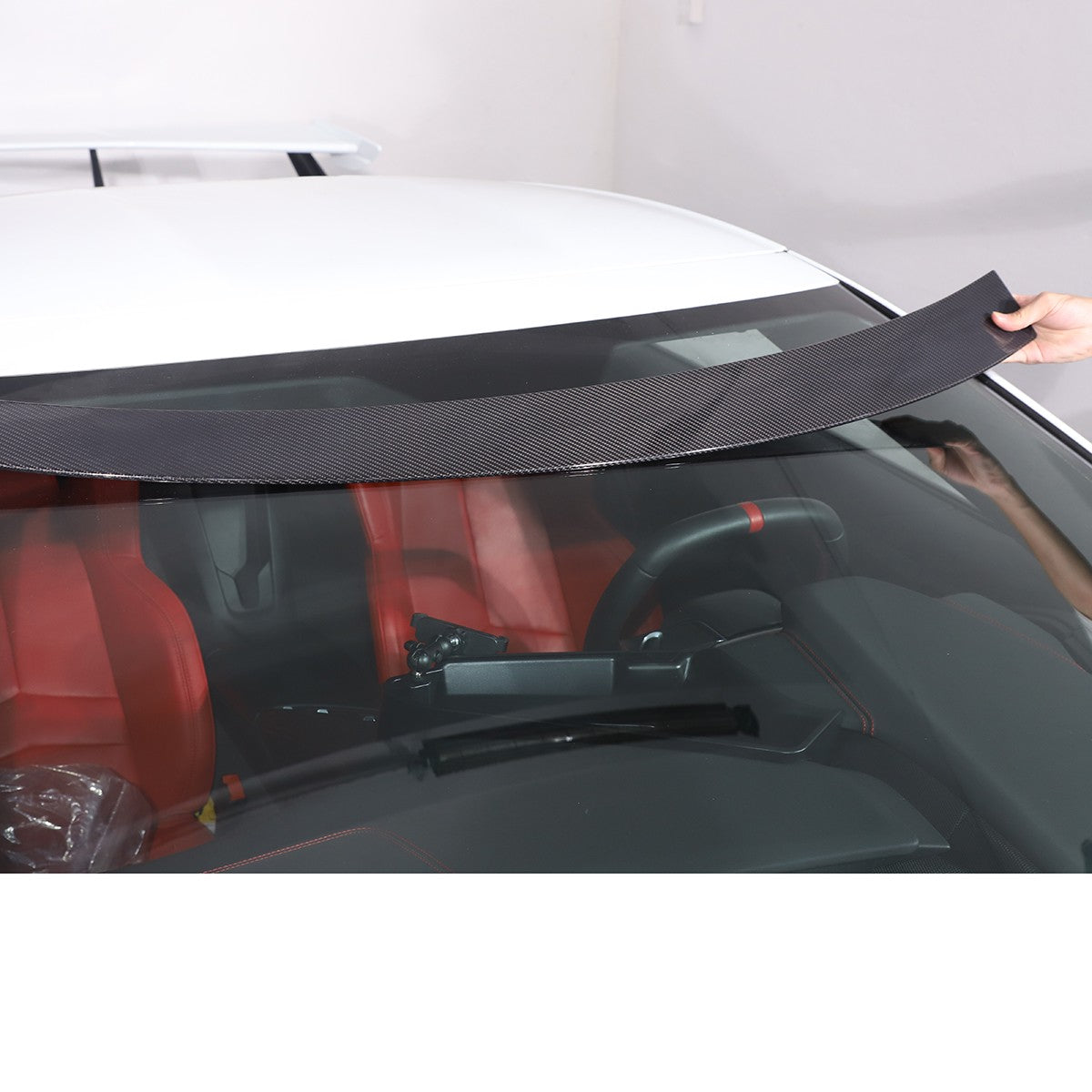 Real Carbon fiber Upper Outer Moulding Trim Front Top Windshield For Corvette C8 3